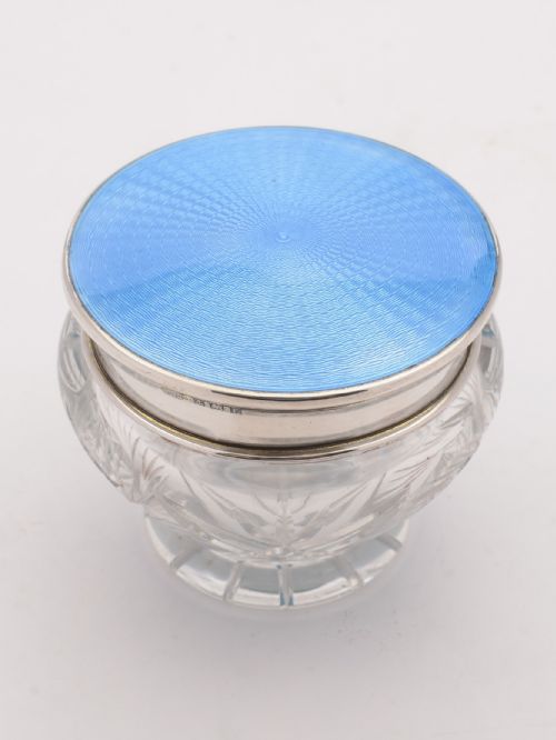 Lovely Art Deco Blue Guilloche Enamel-topped Box, 1929