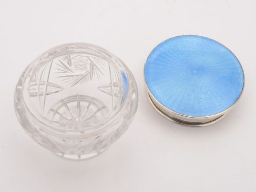fig 1. Lovely Art Deco Blue Guilloche Enamel-Topped Box, 1929