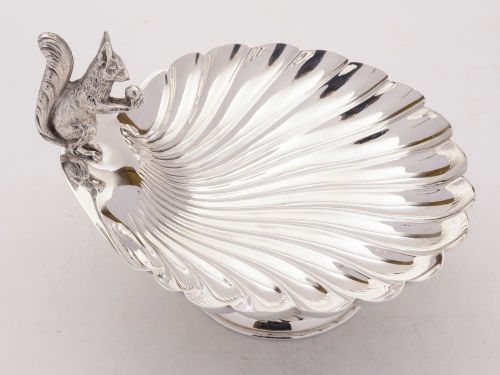 fig 1. Lovely Edwardian Silver Plated Squirrel Nut Dish, Circa 1905