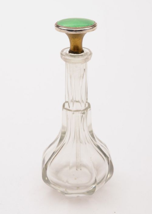 Nice Art Deco Enamel Topped Scent Bottle, Circa 1930