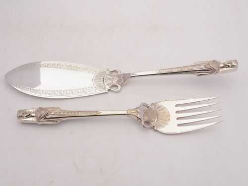 Pair of  Elkington Egyptian Style Servers Circa 1868