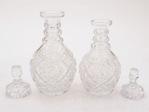 fig 1. Pair of elegant cut glass decanters circa 1930