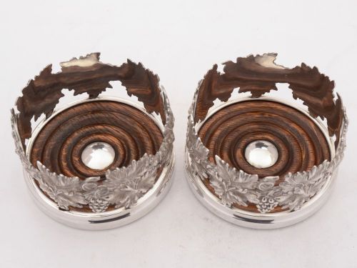 Fabulous Pair of Victorian Silver Plated Coasters Circa 1880