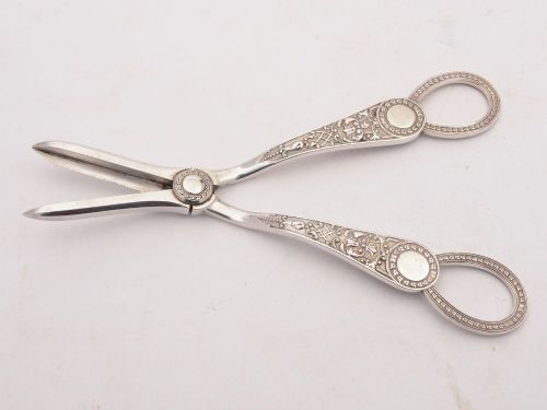 Gorgeous Pair Victorian Silver Grape Scissors London 1891