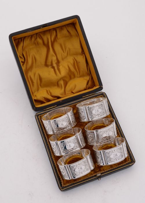 Elegant  Set of Six  Edwardian Silver Plated Napkin Rings - Circa 1905