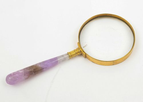 Unusual Victorian Magnifying Glass with Amethyst Handle - Circa 1890