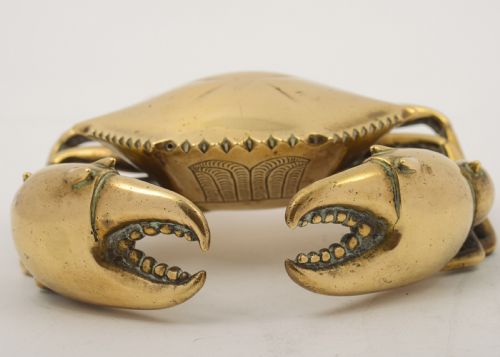 Unusual Novelty Chinese Brass Crab Paperweight. Circa 1920