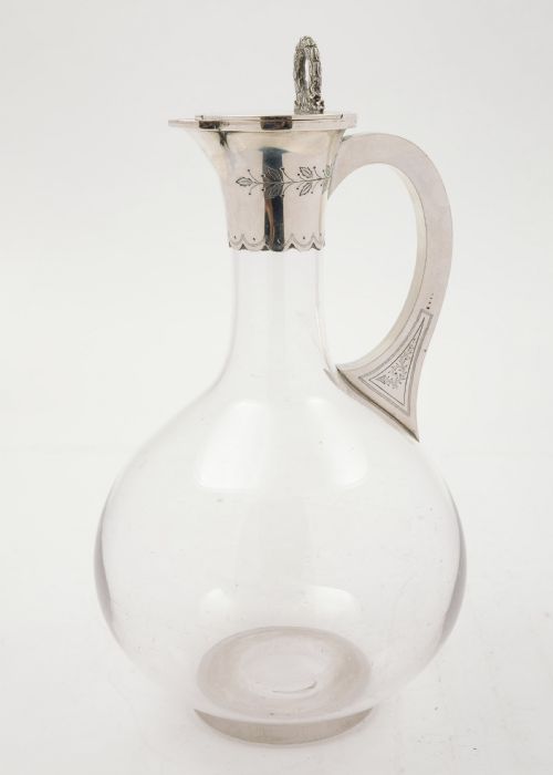 Fabulous Victorian Glass & Silver  Claret Jug- Sheffield 1875