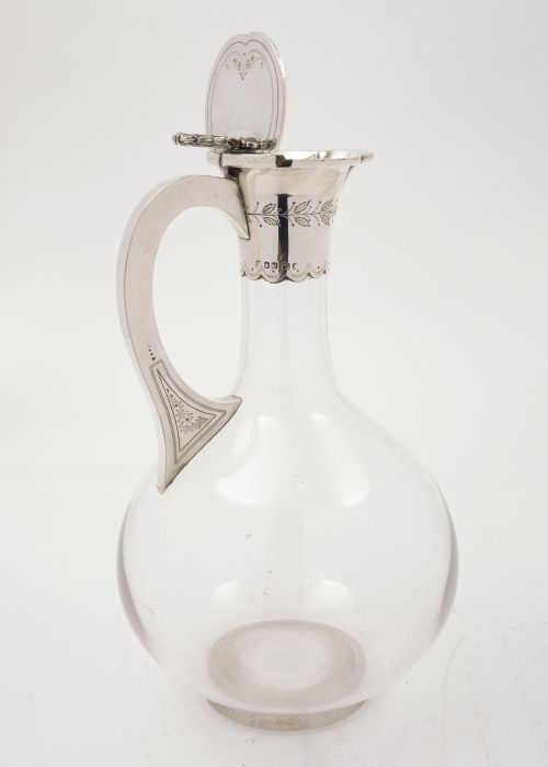 fig 1. Fabulous Victorian Glass & Silver Claret Jug- Sheffield 1875