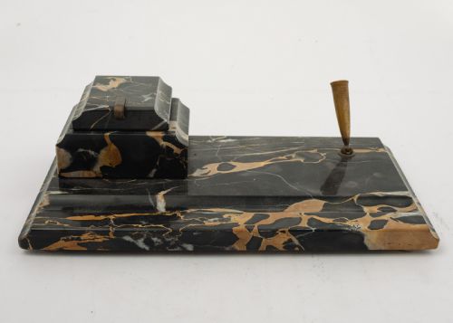 Lovely Art Deco French Marble Ink Stand - Circa 1930