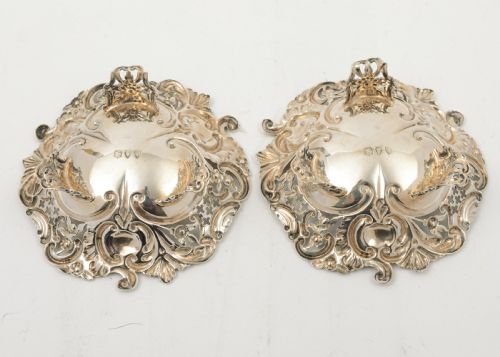 fig 1. Pretty Pair Silver Victorian Bon Bon Dishes - London 1894