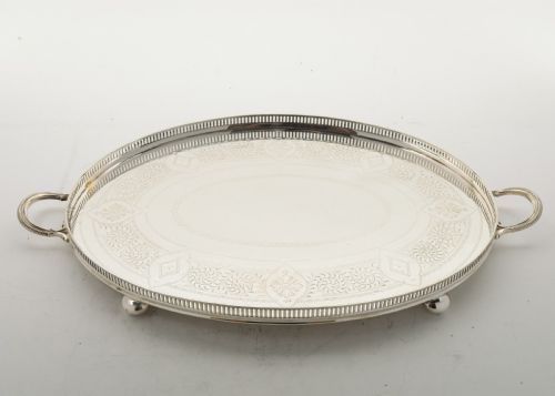 Elegant  Edwardian Silver Plated Gallery Tray - Circa 1905