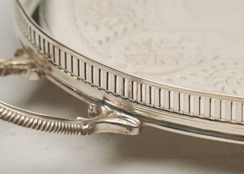 fig 1. Elegant  Edwardian Silver Plated Gallery Tray - Circa 1905