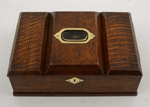Super Edwardian Oak Smokers Box - Circa 1905