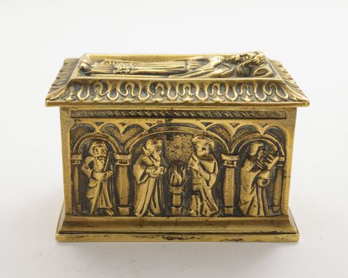 Unusual Brass Ecclesiastical Themed Box - Circa 1905