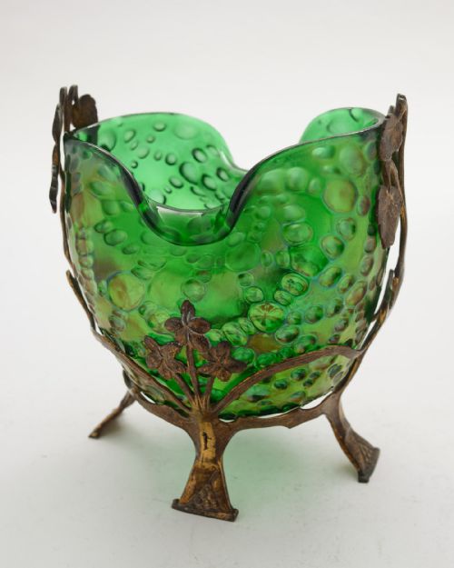 Nice Austrian Emerald Green  Irredescent Vase - Circa 1900