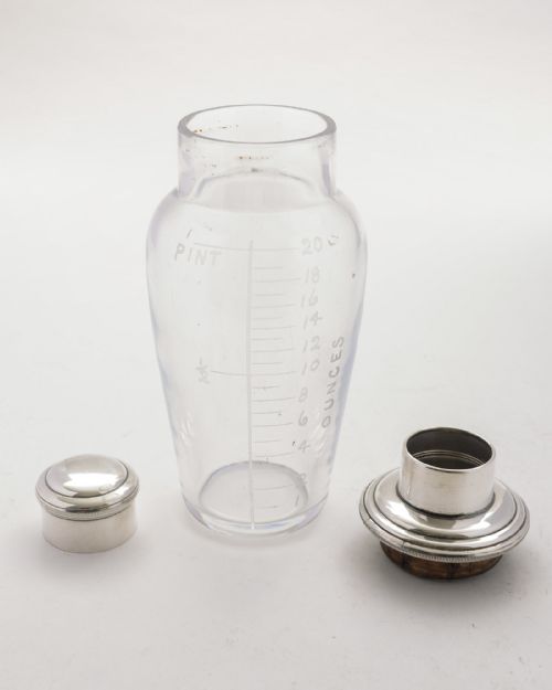 fig 1. Unusual Glass & Silver Plate Cocktail Shaker - 1928