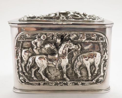 fig 1. Fabulous Victorian Silver on Copper Tea Caddie - circa 1880
