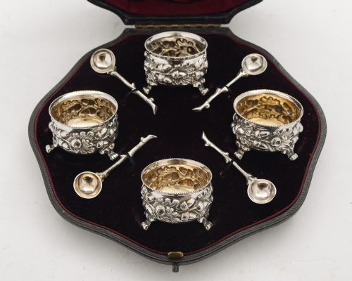 fig 1. Gorgeous Victorian Set of Silver Salts - London 1891