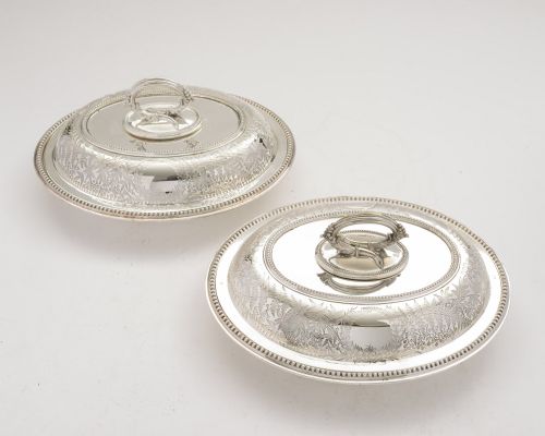 Lovely Pair Victorian Silver Plated Entree' Dishes - Circa 1890