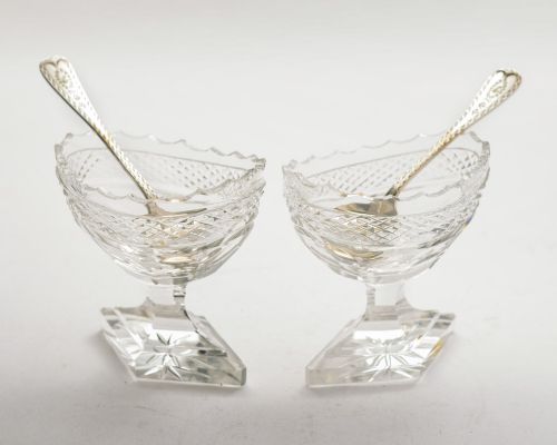 Nice Pair Edwardian Cut Glass Salts - Circa 1905