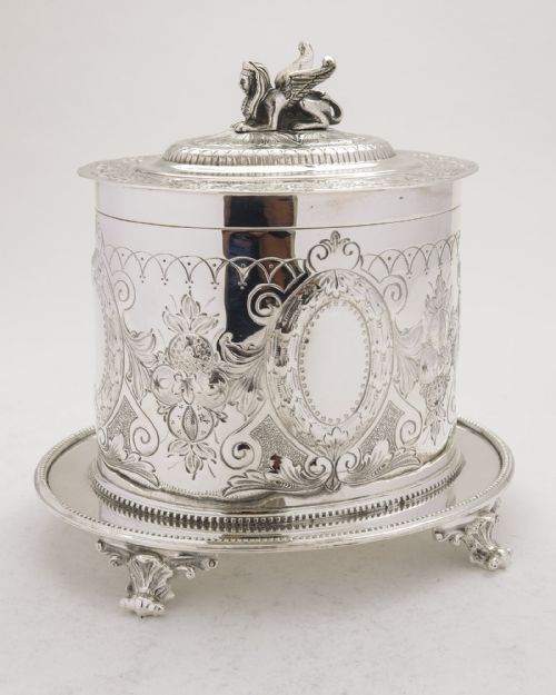 fig 1. Fabulous Victorian Silver Plated Biscuit Box - circa 1890