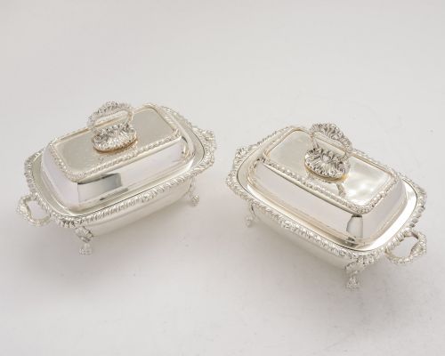 fig 1. Lovely Pair Edwardian Small Silver Plated Entree Dishes - circa 1905