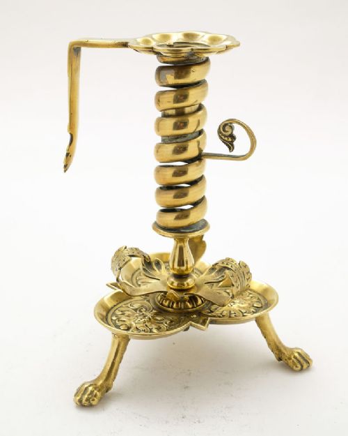 Unusual Victorian Arts & Crafts Brass Chamber Stick - Circa 1890