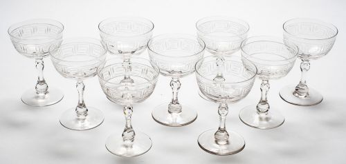 Nice Set of 9 Victorian Champagne Glasses - Circa 1890