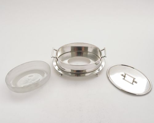 fig 1. Christopher Dresser Style Silver Plated Butter Dish - Circa 1890