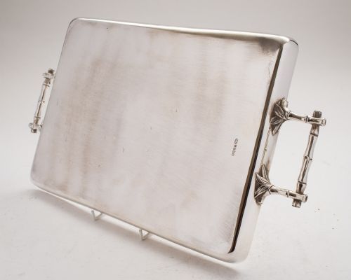 fig 1. Gorgeous Victorian Silver Plated Tray in Japanese Style - circa 1890