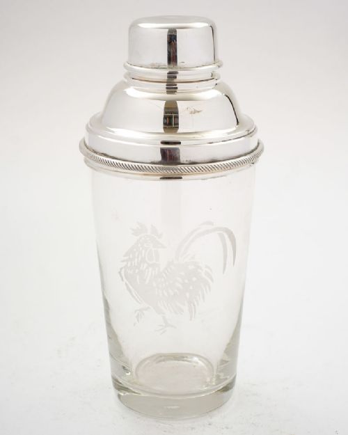 Fabulous Art Deco Glass/silver Plated Cocktail Shaker - Circa 1930