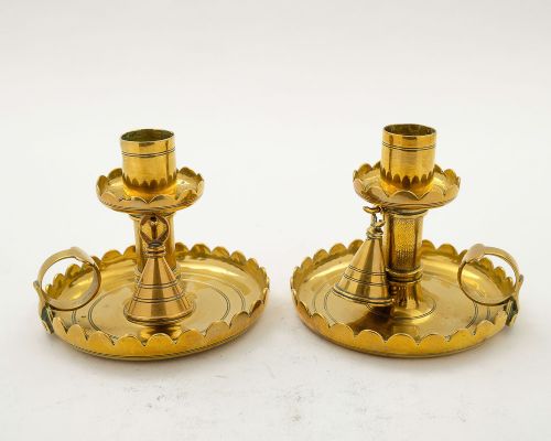 Nice Pair Edwardian Brass Chambersticks - Circa 1905