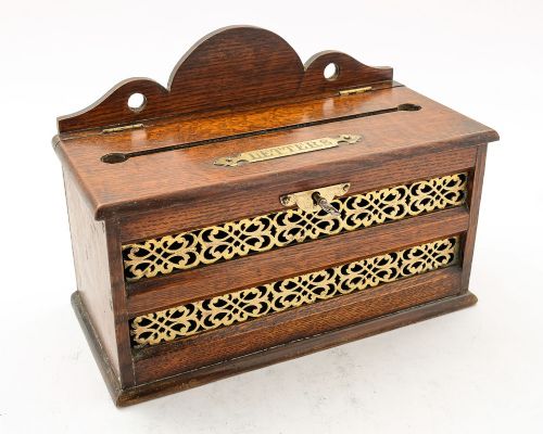 fig 1. Wonderful Edwardian Oak & Brass Letters Box - circa 1905