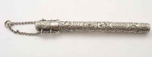 Nice  Victorian Nurses Silver Thermometer Holder - Chester 1900