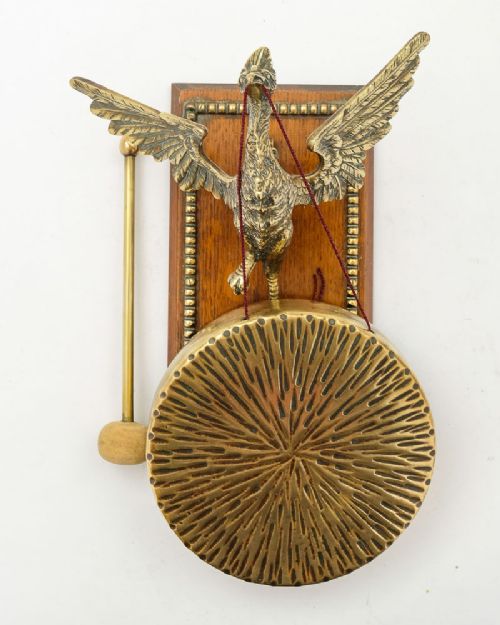 Fabulous Edwardian Brass Phoenix Rising  Wall Gong - Circa 1905