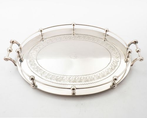 Gorgeous Victorian Christopher Dresser Style Silver Plated  Gallery  Tray - Circa 1890