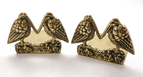 Fabulous Pair  Brass Bird Bookends - Circa 1920