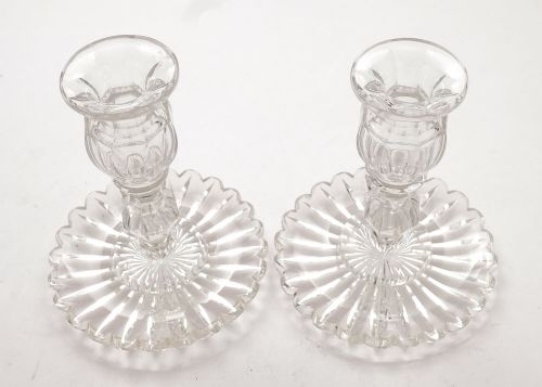Wonderful Pair Edwardian Glass Candlesticks - Circa 1905