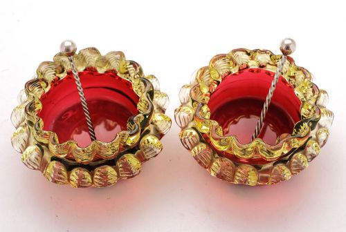 Pretty Pair Victorian Glass Salts - Circa 1880
