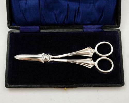 Lovely Pair Edwardian Silver Plated Grape Scissors - Circa 1905