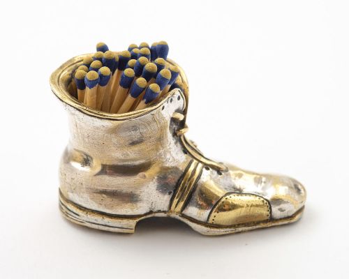 Unusual Brass & Silver Plated Boot Match Striker - Circa 1905