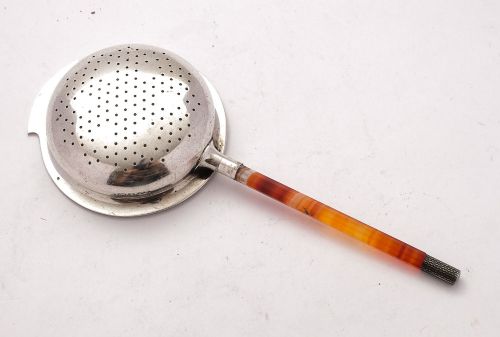 Lovely  Agate Handle & Silver Tea Strainer - Birmingham 1937