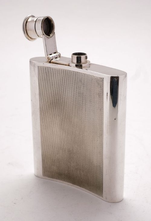 Nice Art Deco Silver Plated Hip Flask - Circa 1930