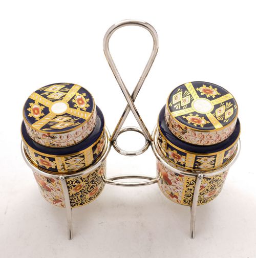 Delightful Pair Edwardian China Preserve Jars - Circa 1905