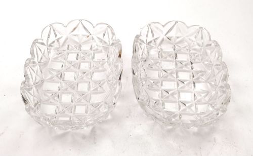Pair Victorian Cut Glass Serving Dishes - Circa 1890