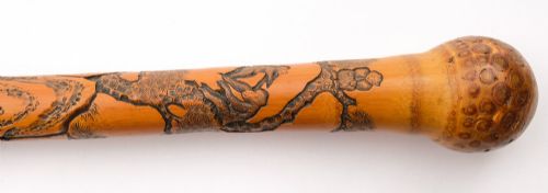 Fabulous Japanese Carved Bamboo Cane - Circa 1900