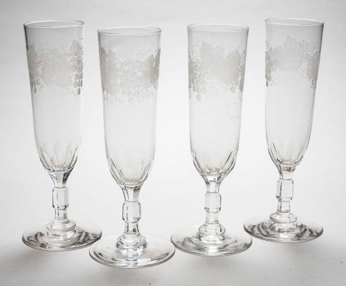 Set of 4 Edwardian Champagne Flutes - Circa 1905