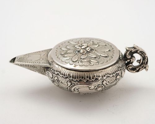 Unusual  800 Silver European Lamp Box - Circa 1900