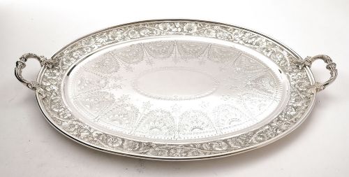 fig 1. Fabulous Large Victorian Silver Plated Oval Tray - circa 1880